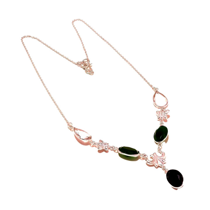 Necklace Rose Quartz Gemstone Handmade Jewelry